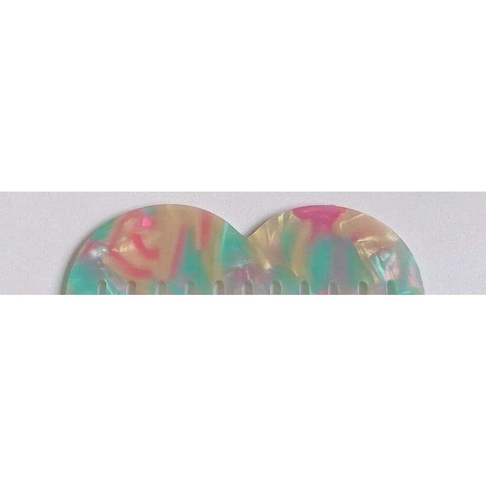 Block M Shaped Hair Comb In Colorful Pattern - Picture 2 of 3